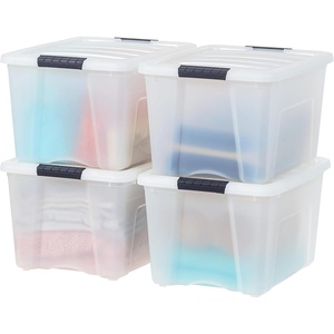 image:imageIRIS USA 18 Quart Clear Storage Organizer with Removable Dividers  Removable dividers organize tools pantry goods and household supplies Stackable design saves space40 Qt