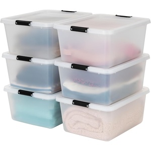 image:imageIRIS USA 18 Quart Clear Storage Organizer with Removable Dividers  Removable dividers organize tools pantry goods and household supplies Stackable design saves space18 Qt