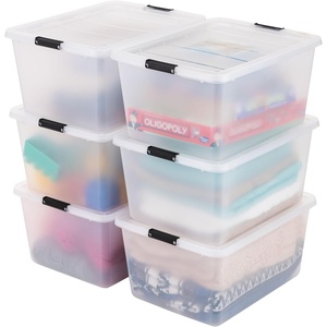 image:imageIRIS USA 18 Quart Clear Storage Organizer with Removable Dividers  Removable dividers organize tools pantry goods and household supplies Stackable design saves space325 Qt
