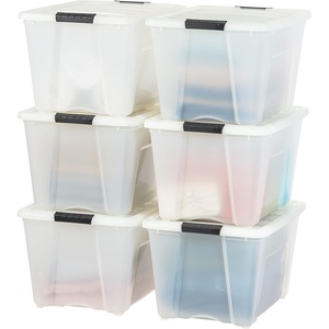 image:imageIRIS USA 18 Quart Clear Storage Organizer with Removable Dividers  Removable dividers organize tools pantry goods and household supplies Stackable design saves space54 Qt