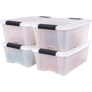 image:imageIRIS USA 18 Quart Clear Storage Organizer with Removable Dividers  Removable dividers organize tools pantry goods and household supplies Stackable design saves space13 Qt