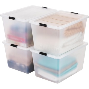 image:imageIRIS USA 18 Quart Clear Storage Organizer with Removable Dividers  Removable dividers organize tools pantry goods and household supplies Stackable design saves space55 Qt