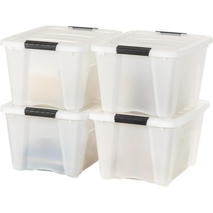 image:imageIRIS USA 18 Quart Clear Storage Organizer with Removable Dividers  Removable dividers organize tools pantry goods and household supplies Stackable design saves space32 Qt